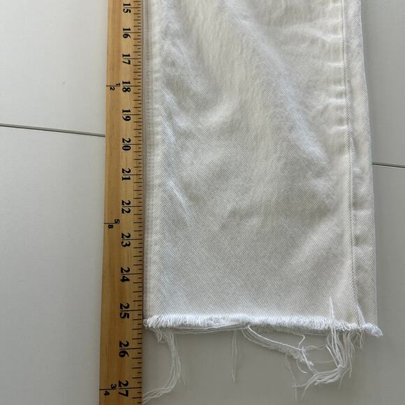 Abrand Men's jeans size 32x25.5 white chopped straight frayed hem stiff denim - Picture 7 of 10